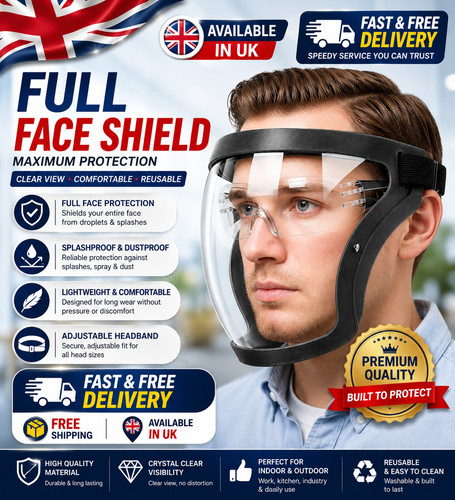Clear face shield protective - face,