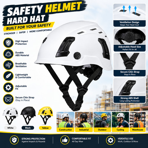 Blak white safety helmet hard - safety,